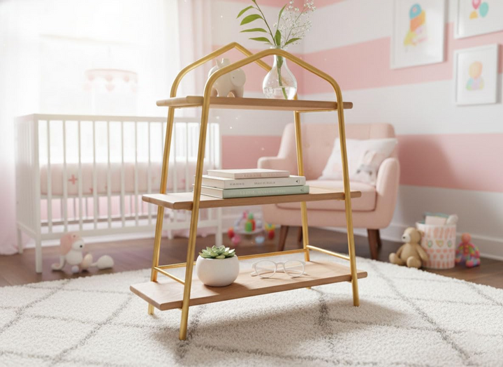 Translation missing: en.3-Tier Wood &amp; Metal Organizer Shelf Brown Finish 
