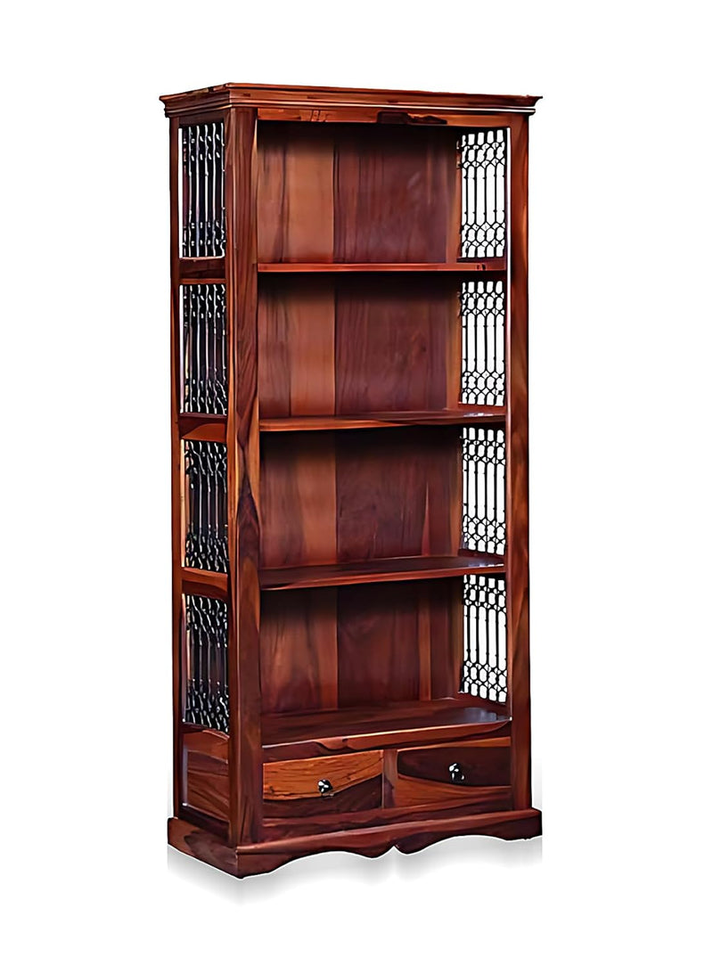 Bookshelf | Sheesham Wood Wooden Storage Organizer | Shelves Bookcase Rustic Durable, Stylish & Compact Design for Home, Office & Living Room | Furniture Organizer Elegant Finish (Honey 4) 