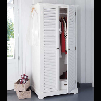 APRODZ Mango Wood Double Doors Multipurpose Storage Montreal Wardrobe Almirah for Living Room | White