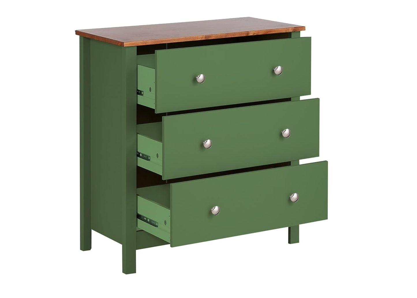 APRODZ Mango Wood Cordoba Chest of 3 Drawers Storage Cabinet for Living Room | Wooden Sideboard | Light Green Finish