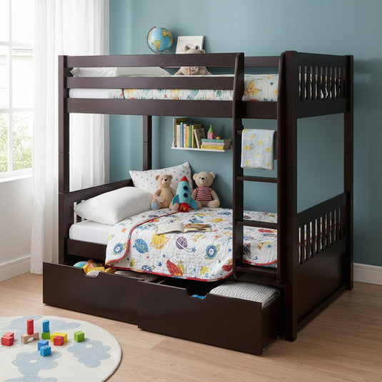 Translation missing: en.Sheesham Wood Moyer Bunk Bed for Bedroom | Brown Finish 