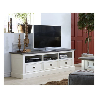 APRODZ Mango Wood Lorenzo TV Stand Cabinet for Home | TV Unit for Living Room | White Finish