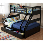 Sheesham Twin/Queen Bunk Bed with 2 Drawer Storage for Bedroom (Rosewood - Brown) 