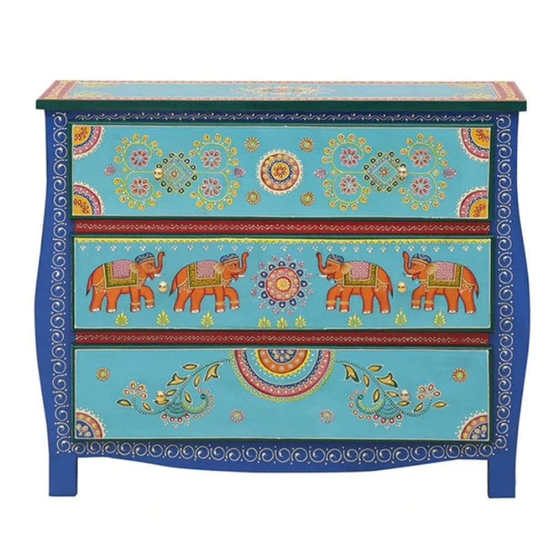 Handpainted Wooden Chest of Drawer | Wooden Antique Cabinet for Storage | Solid Wood 