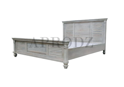 Elmore Mango Wood Bed for Bedroom Furniture (Whitewash Finish)
