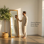 Full Length Mirror with Wooden Frame | 65×22 Inch Floor Standing Full Body Mirror | HD Large Dressing Mirror with Stand & Wall Hanging Option for Bedroom, Living Room & Studio 