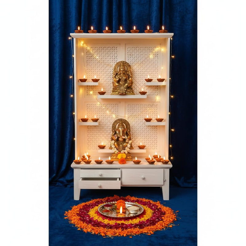 Sheesham Wood Temple with 3 Drawer for Pooja Room | Temple for Home 