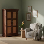 Sheesham Wood Two Door Cane Wardrobe (Sheesham Wood) 