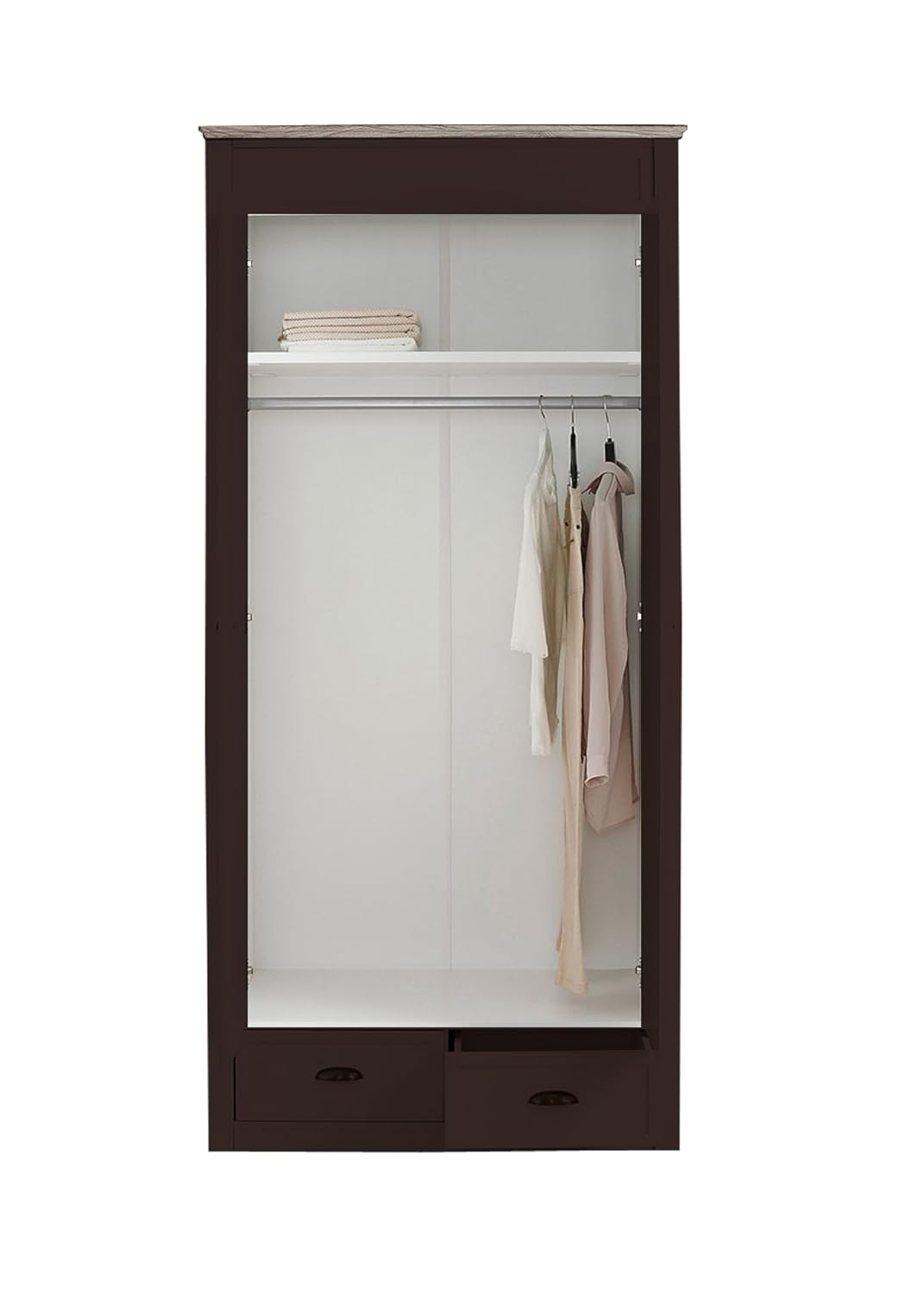 APRODZ Mango Wood Multipurpose Storage Varna 2-Door & 2 Drawer Wardrobe Almirah for Bedroom | Cocoa Brown