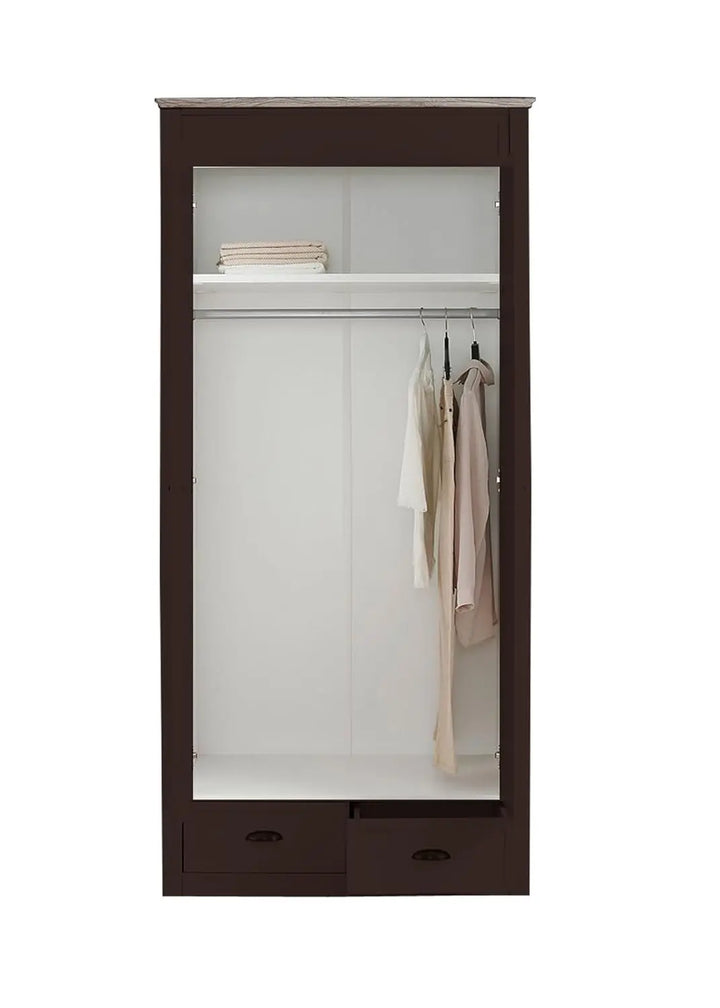 Translation missing: en.APRODZ Mango Wood Multipurpose Storage Varna 2-Door &amp; 2 Drawer Wardrobe Almirah for Bedroom | Cocoa Brown