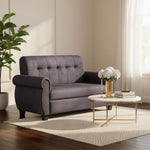Modern Sofa Set 2 Seater Velvet Fabric Sofa Upholstered Chaise Lounge with Button Design, Living Room Furniture Sofa for Home & Office 