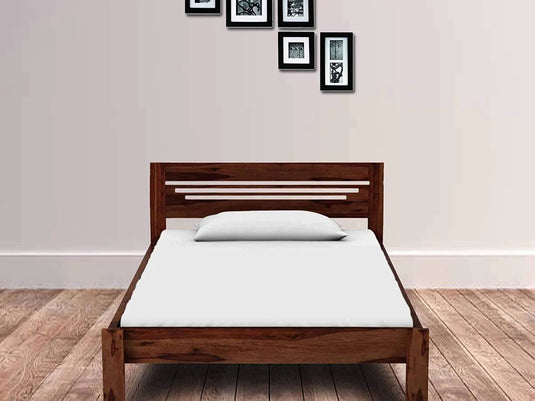 Translation missing: en.Sheesham Wood Without Storage Frye Single Size Bed for Bedroom Dark Brown Finish