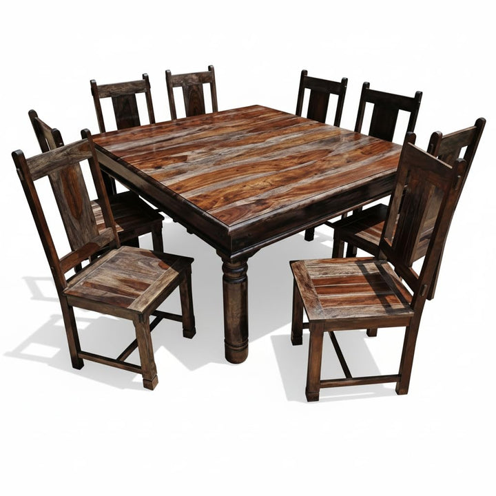 Translation missing: en.Solid Sheesham Wood Dining Table Set of 8 Seater Dinner Dinning Table with 8 Chair for Dining Furniture for Living Room Home Hotel Office Self Assembly 