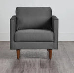 MidCen Wooden Single Seater Sofa with High-Density Comfortable Foam for Home & Living Room (Upholstered- Gray Velvet Fabric) 