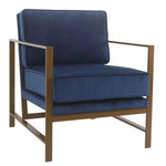 Hudson Modern Velvet Accent Chair, Metal Frame, Navy 