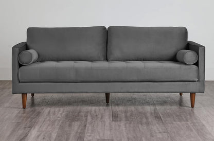 MidCen Wooden 3 Seater Sofa Set with High-Density Comfortable Foam for Home & Living Room (Upholstered- Dark Green Velvet Fabric) 