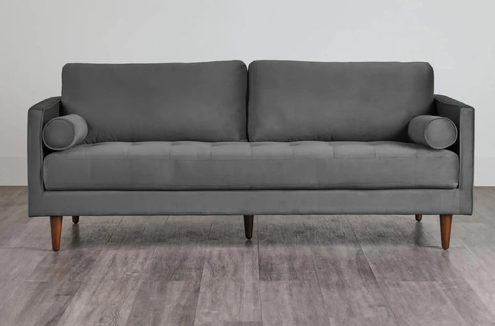 Translation missing: en.MidCen Wooden 3 Seater Sofa Set with High-Density Comfortable Foam for Home &amp; Living Room (Upholstered- Dark Green Velvet Fabric) 
