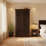 Floreale wardrobe Carved Mango Wood 2-Door Wardrobe Almirah 