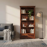 Bookshelf | Sheesham Wood Wooden Storage Organizer | Shelves Bookcase Rustic Durable, Stylish & Compact Design for Home, Office & Living Room | Furniture Organizer Elegant Finish (Honey 4) 