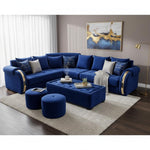L-Shaped 6-Seater Velvet Sectional Sofa Set with Coffee Table & Ottomans 