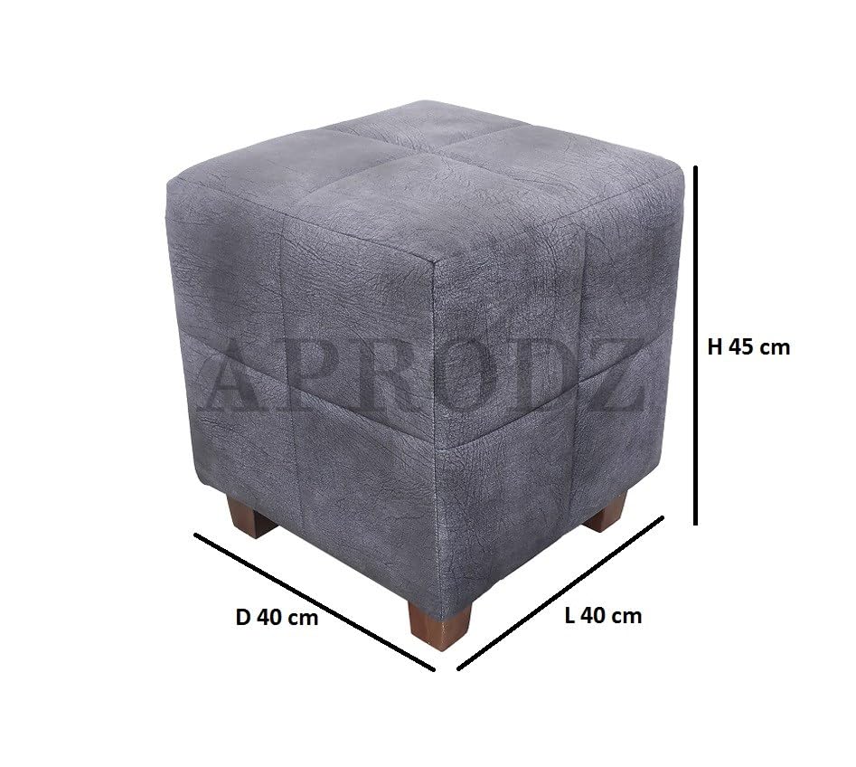 Ottoman Stool for Living Room | Pouffes for Sitting| Foot stools | Office Stools | Decoration & Dressing Table Suede Fabric Set of 1 Hale Navy...