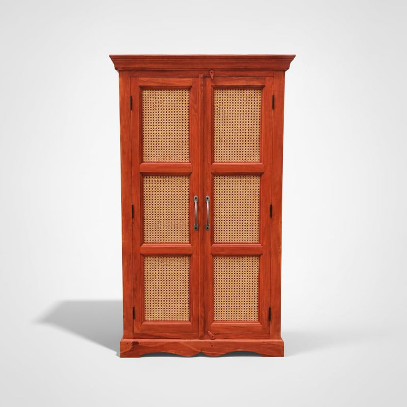Sheesham Wood Two Door Cane Wardrobe (Sheesham Wood) 