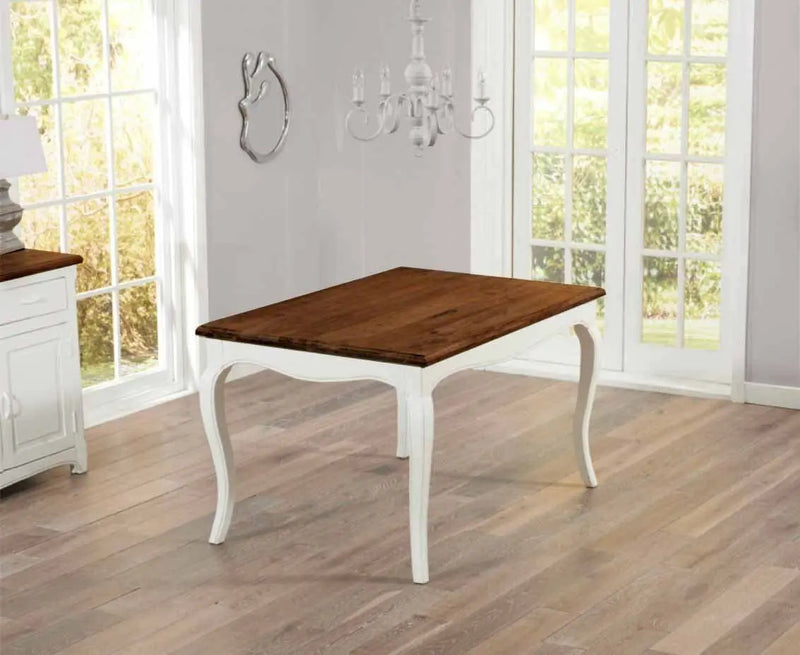 APRODZ Sheesham Wood Vaughan 4 Seater Dining Table Set for Home Living Room | Dining Furniture | White and Brown
