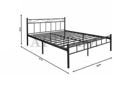 APRODZ Iron Queen Size Bed For Bedroom Metal Bed In Black Color, Painted