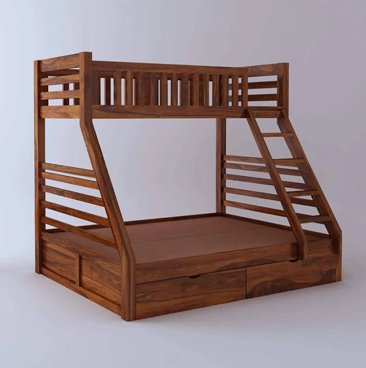 Wonderland Sheesham Queen/Twin Bunk Bed with 2 Drawers..