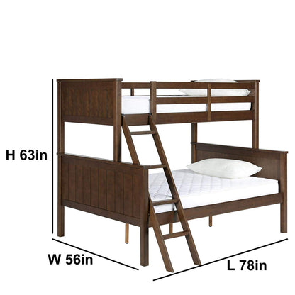 APRODZ Mango Wood Bussbe Kids Bunk Beds with Ladder for Bedroom | Brown Finish