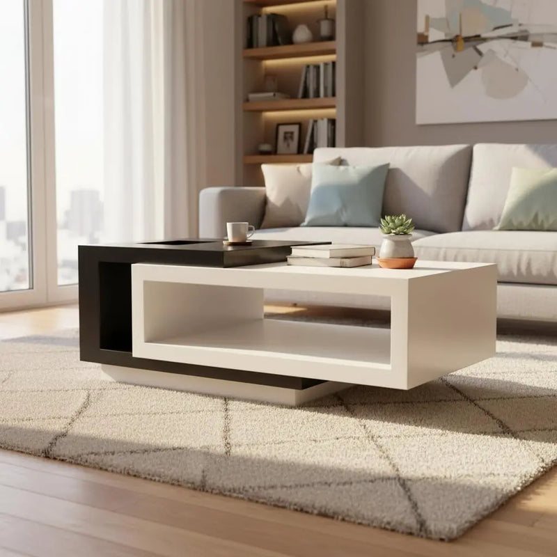 Solid Wood Center Table – Stylish Coffee Table for Living Room & Lounge, Durable Wooden Furniture, Pre-Assembled 