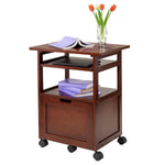 APRODZ Pipro Acacia Wood Multipurpose Office Table and Kitchen Trolley Cart with Storage Cabinet Rolling Utility Table for Home, Office, Kitchen and Dining Room 