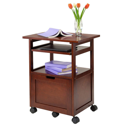 Translation missing: en.APRODZ Pipro Acacia Wood Multipurpose Office Table and Kitchen Trolley Cart with Storage Cabinet Rolling Utility Table for Home, Office, Kitchen and Dining Room 