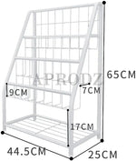 Children's Three Storey Metal Floor to Ceiling Picture Book Rack, Newspaper Rack Light Pink Powderccoated 