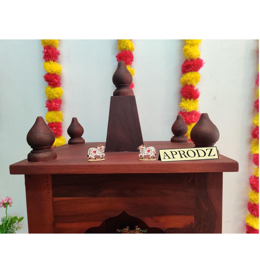 Handcrafted Sheesham Wood Temple with Storage for Pooja Room | Temple for Home | Pooja Mandir (Standard, Mahogany)