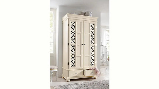 Translation missing: en.APRODZ Mango Wood Multipurpose Storage 2-Door Porto Wardrobe Almirah for Bedroom | Cream