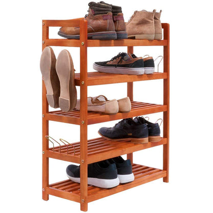 Wooden Shoe Rack 5 Tier Storage Cabinet Wood Shelf for Hallway Large Furniture Organiser Unit Brown Cupboard Racks