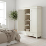 Mango Wood Wardrobe for Bedroom 2-Door Modular Wooden Almirah for Storage/Space Saving with 1-Drawer/Storage Organizer Rack Clothes Cupboard for Bedroom 