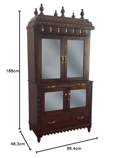 Handcrafted Sheesham Wood Temple with 1 Drawer for Pooja Room | Pooja Mandir