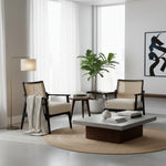 Deleon Living Chair in Cane Back Upholstered | (Light Brown Finish) 