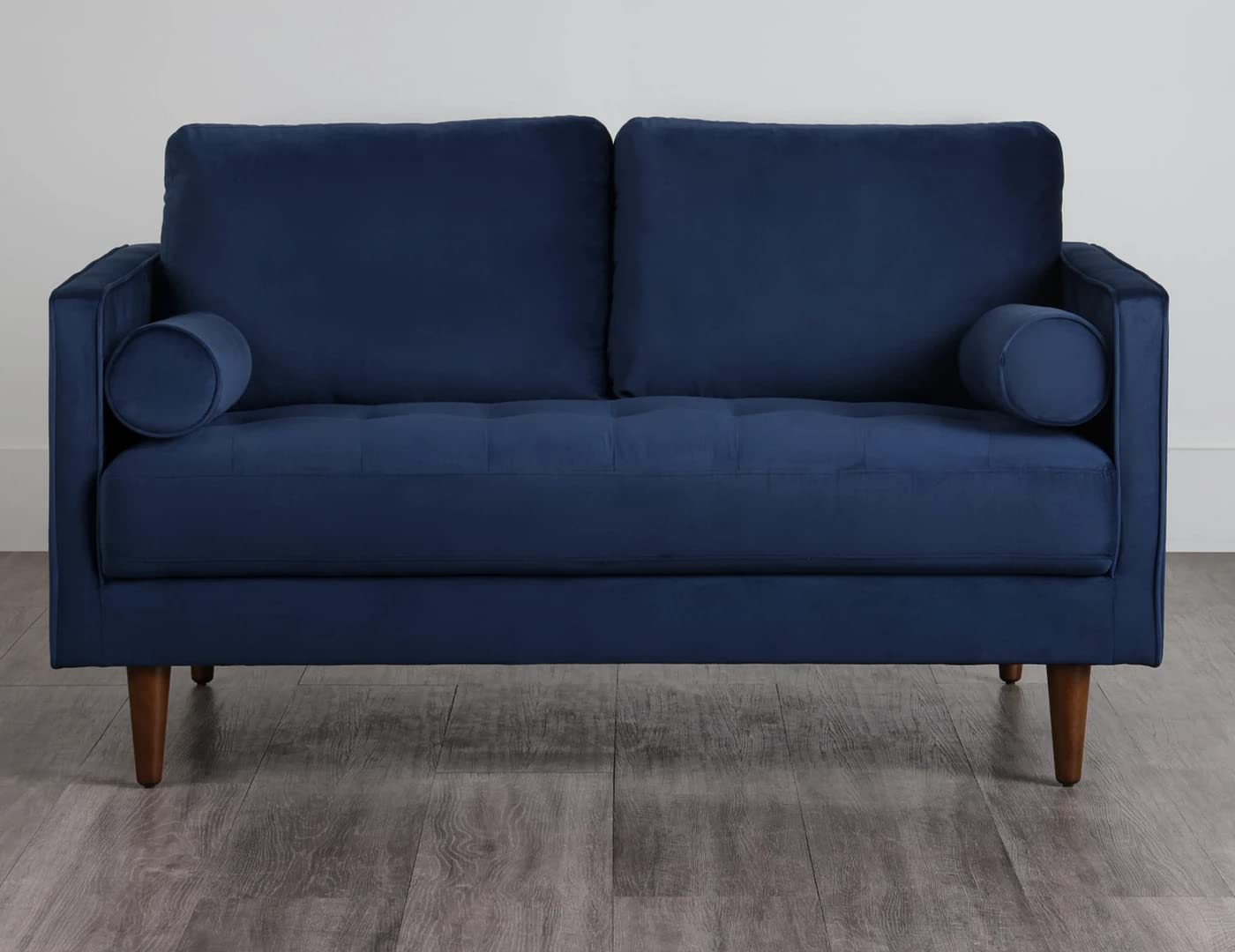 APRODZ MidCen Wooden 2 Seater Sofa with High-Density Comfortable Foam for Home & Living Room (Upholstered- Dark Blue Velvet Fabric)