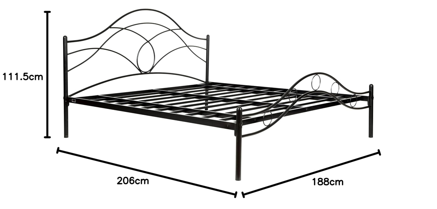 APRODZ Queen Size Bed for Bedroom Metal Bed in Black Color