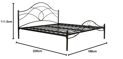 APRODZ Iron Queen Size Bed For Bedroom Metal Bed In Black Color, Painted