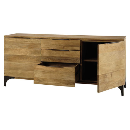 APRODZ Mango Wood Konotop Sideboard Storage Cabinet for Living Room | Wooden Cabinet for Kitchen | Brown Finish