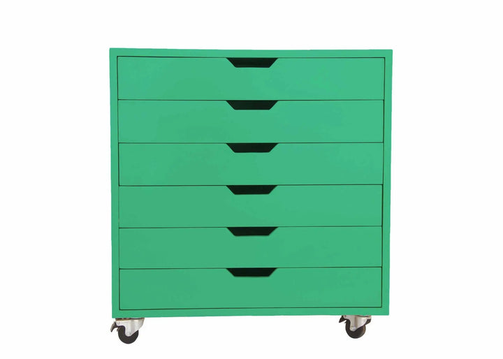 Translation missing: en.APRODZ Mango Wood Sideboard Storage Dresser Cabinet Bhesar Chest of 6 Drawer On Castors for Living Room | Velvet Queen