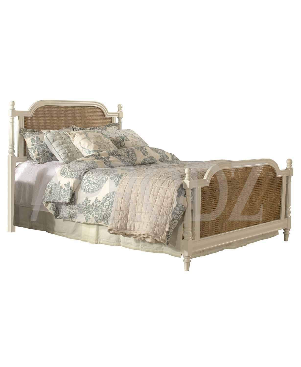 APRODZ Kozlow King Size Mango Wood Cane Bed (Solid Wood - White)