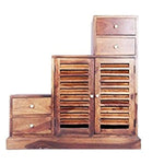 Sheesham Wood Storage Zuni Shoe Rack Cabinet for Living Room | 2 Shelf 4 Drawer Shoe Organizer | Brown 