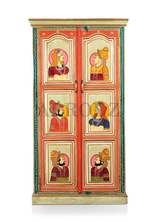 Translation missing: en.Wooden Handpainted Wardrobe Cupboard for Multipurpose Storage Organizer (Multicolor) 