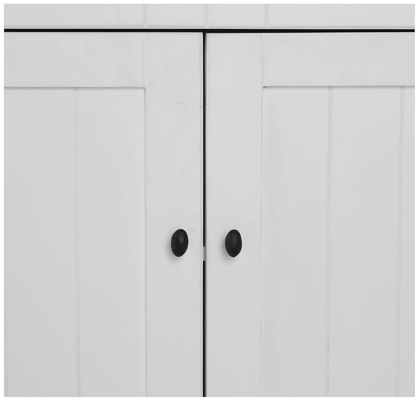 APRODZ Soild Wood Ciudad Sideboard Storage Cabinet with Two Door and One Drawer for Living Room | White Finish