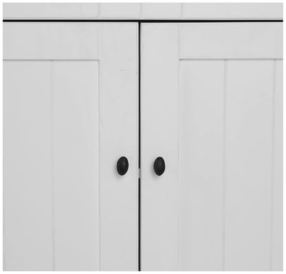 APRODZ Soild Wood Ciudad Sideboard Storage Cabinet with Two Door and One Drawer for Living Room | White Finish